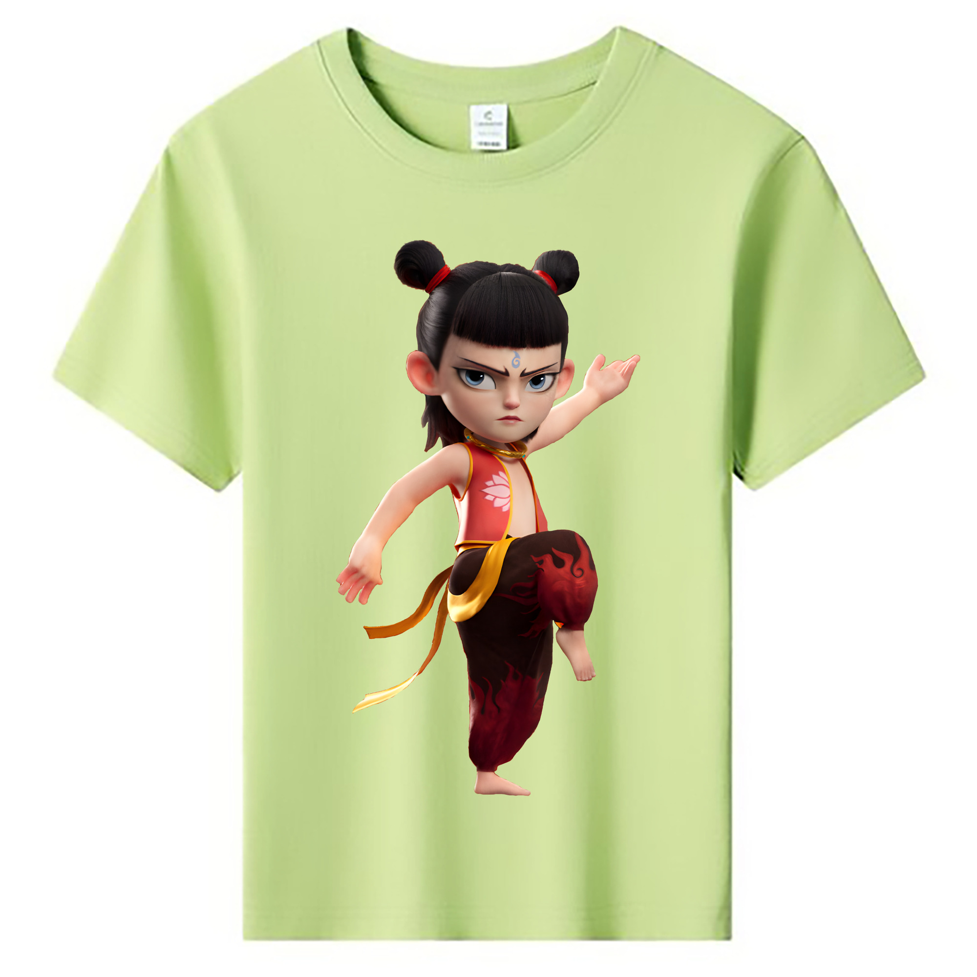 （画像用） Ne Zha 2 ナタ 魔童の大暴れ 綿100％キッズTシャツ（フロントプリント）